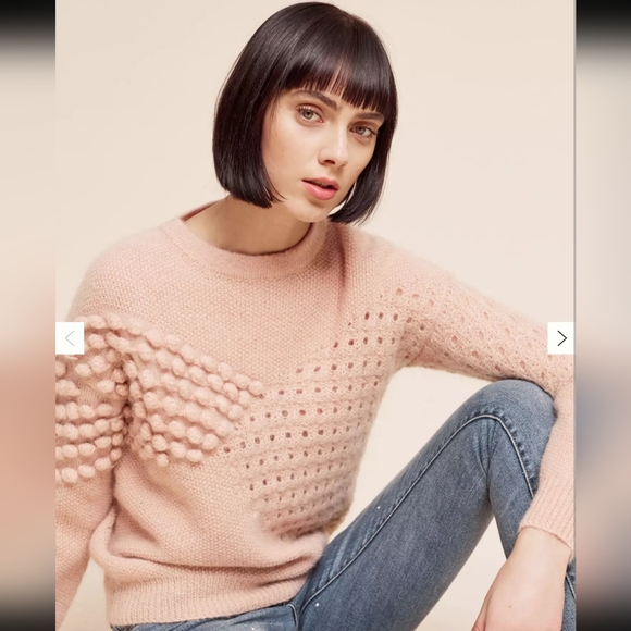 INTROPIA‎ Minot Textured Sweater mohair & wool blend Nude XS - Picture 1 of 14